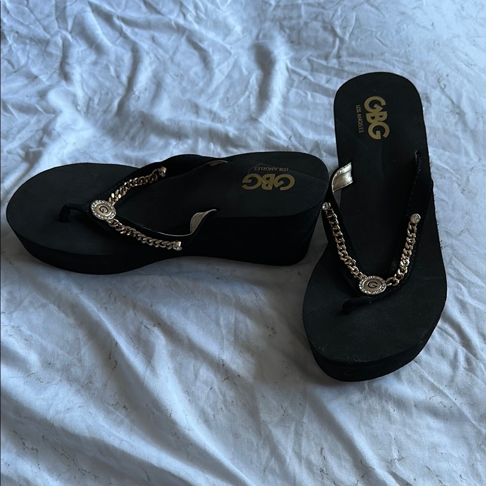 Black and Gold Women's Sandals